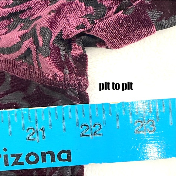 Vera Wang Womens Top XL Burnout Velvet Y2K Whimsigoth Fairy Grunge Mesh Burgundy - Picture 5 of 6